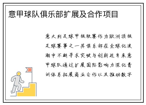 意甲球队俱乐部扩展及合作项目